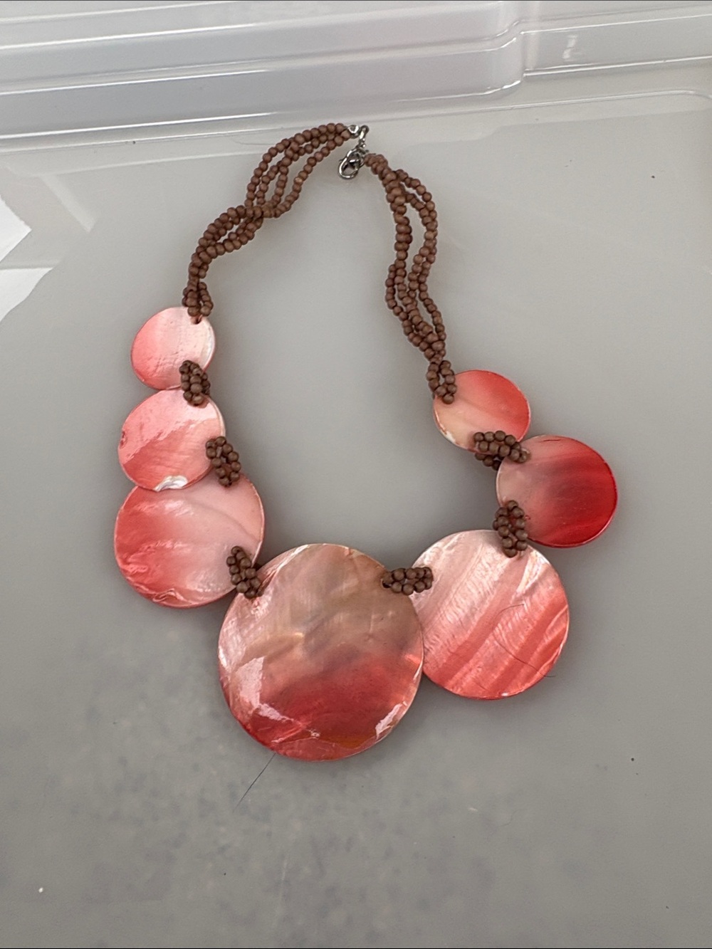 4- shellCoral Disc Statement Necklace - Women Jewelry